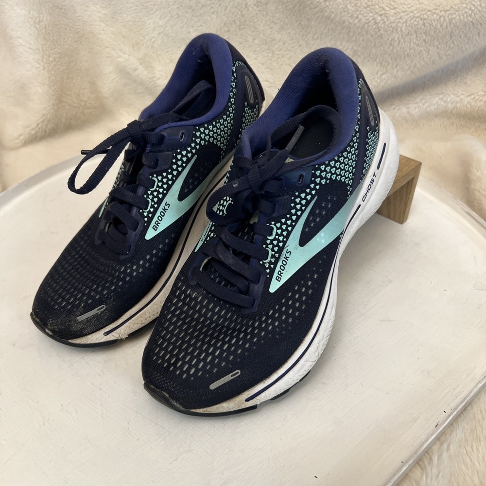 Brooks Ghost 14 Women Running Shoes Black Blue Cushion Neutral sz 6